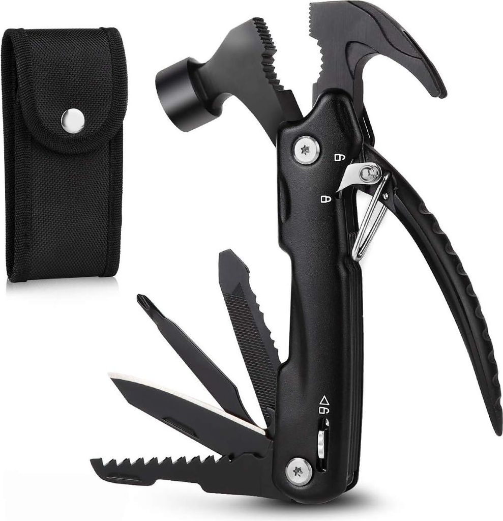 Multifunktionshammer, 12 in 1 Multitool Hammer, Faltbare Multifunktionswerkzeuge mit Flaschenöffner Schraubendreher Geschenke für Männer, Multit...