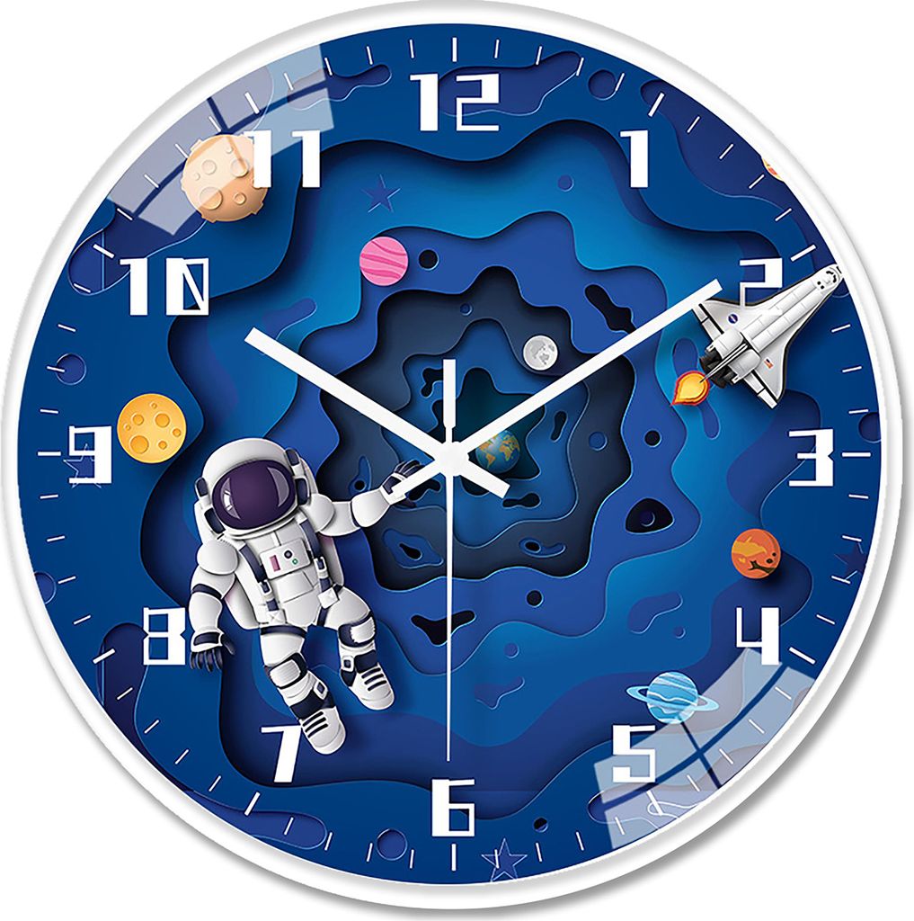 Wanduhr Kinder (Astronaut) Lautlose Kinderwanduhr