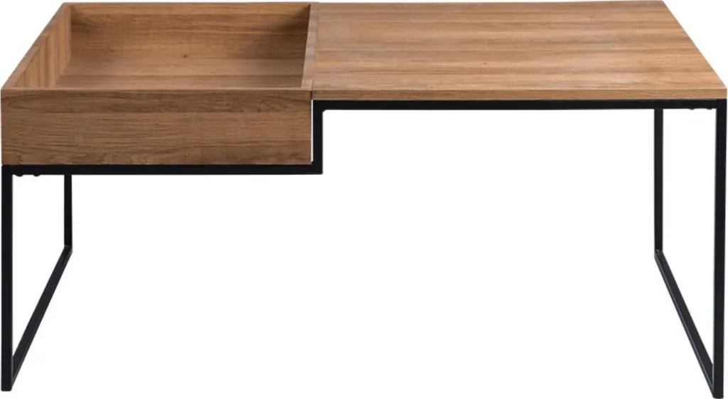 Table Basse Tim Bois et Métal Noir 105cm - Esprit Atelier Industriel