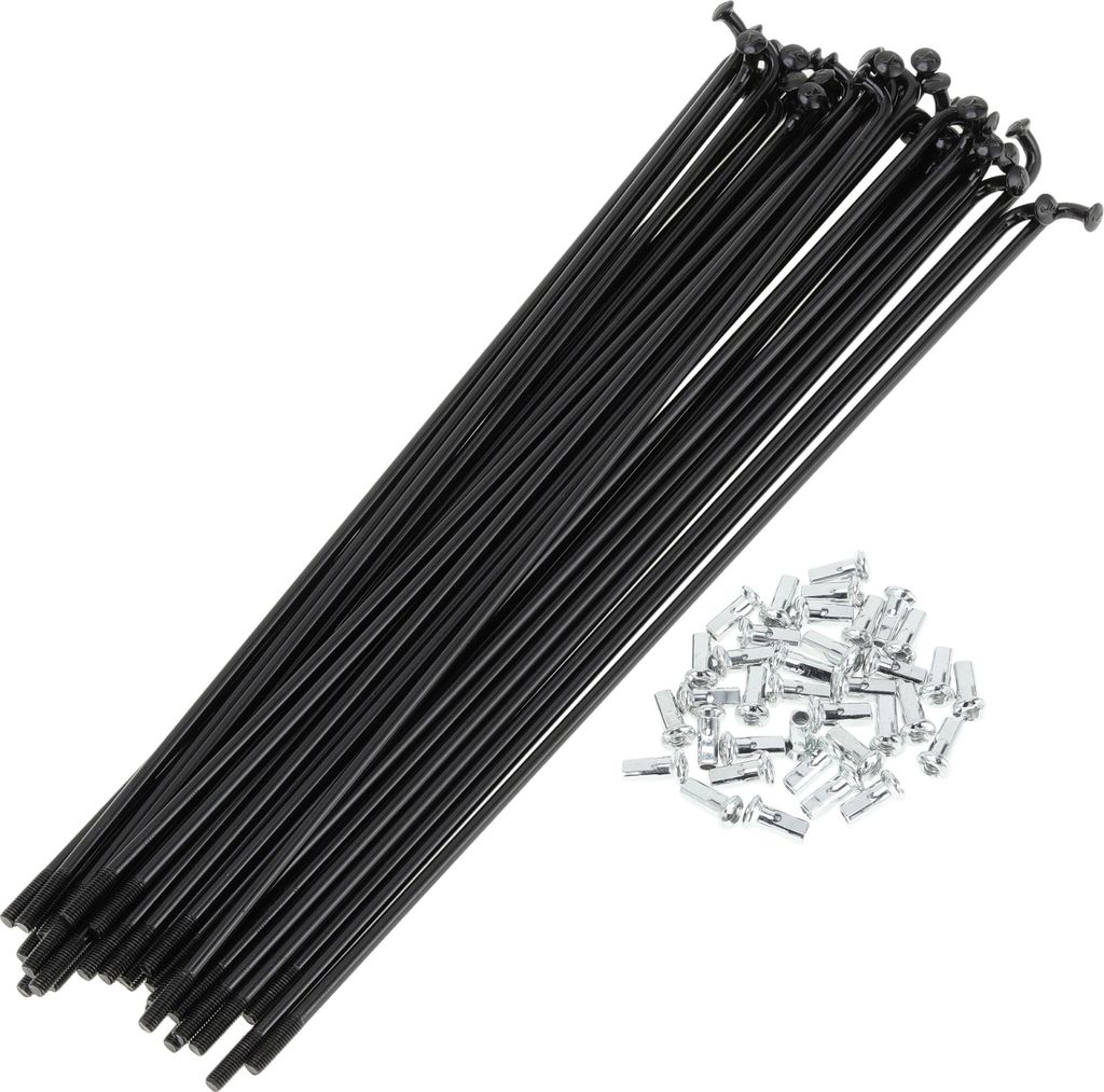 1 Satz Universal-Fahrradspeichen 12G 195mm Länge Fahrradrad Speichen Nippel Schwarz Kohlenstoffstahl