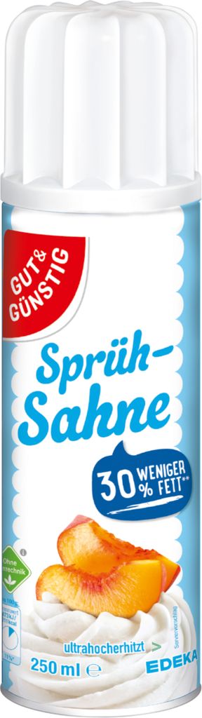Gut & Günstig Sprühsahne leicht 21% Fett 1er Pack (1x250ml