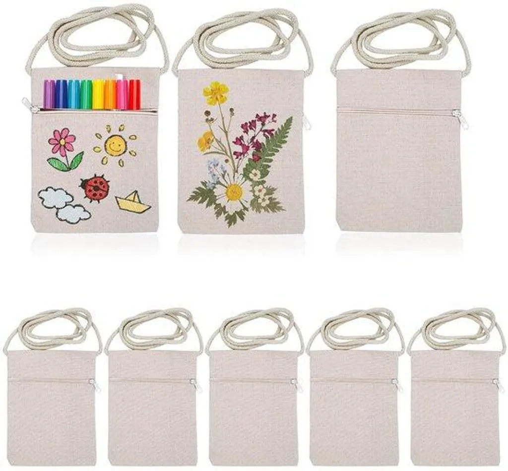 Pochon en jute naturel 17x13 cm : lot de 8 sacs réutilisables en textile
