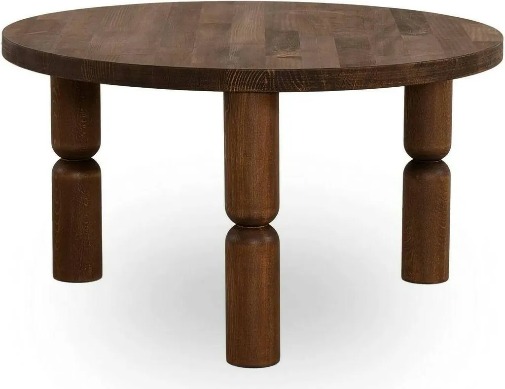 Table de salon ronde Victorien noyer brun 70 cm, mobilier d'intérieur