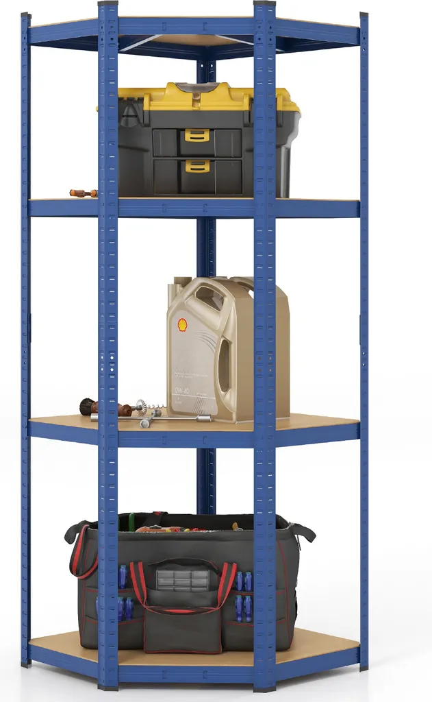 Rayonnage métallique réglable 4 niveaux, charge 720kg, format 70x70cm