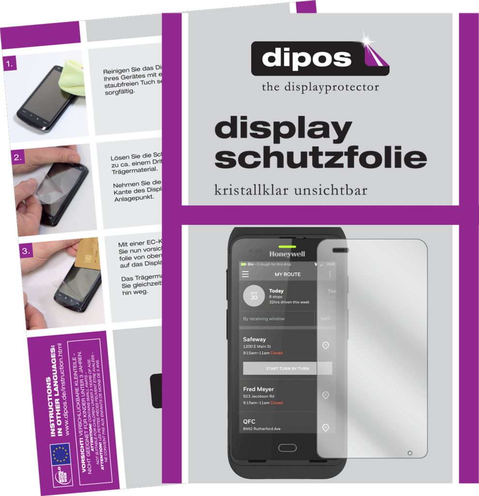 6x Schutzfolie für Honeywell CT40 klar Displayschutzfolie Folie Display Schutz dipos