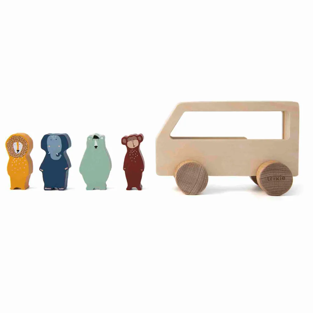 Bus Giocattolo Trixie con Animali - Divertimento Educativo in Legno