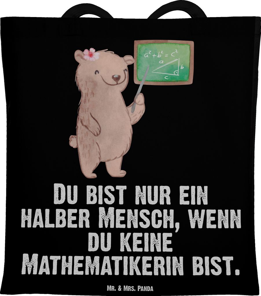 Mr. & Mrs. Panda Jutebeutel Mathematikerin Herz - Schwarz - Geschenk, Lustig, Tasche, Bachelor, Spruch, Master, Shopping, Tote Bag, Schultasche, Wi...