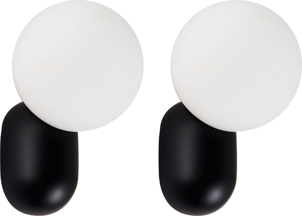 BELIANI Wandlampen 2er Set Schwarz und Weiß Kugelform Glaskugeln Modernes Design Wandleuchten