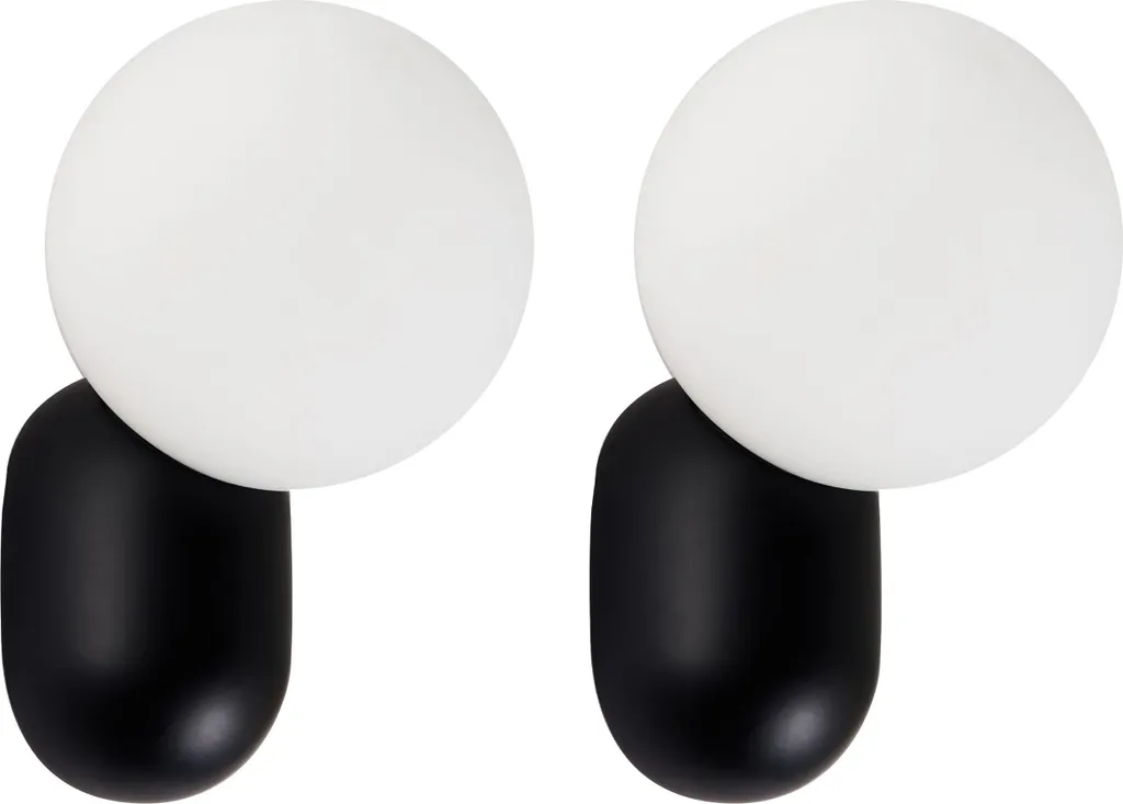 Appliques murales style rétro noir mat et globes en verre pour salon