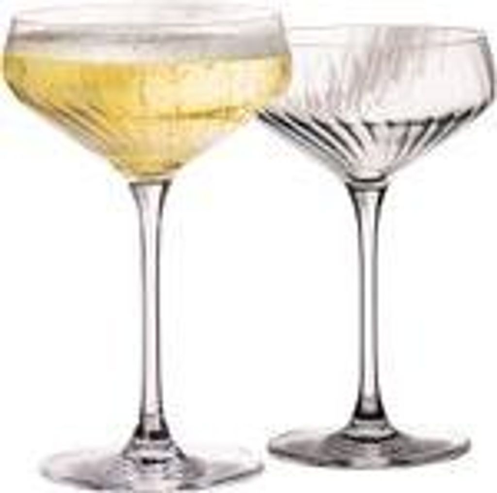IMPERIAL geriffelte Cocktailschalen 2er Set – Coupe Gläser transparent aus Crystalline Glas 270ml "London" Spülmaschinenfest