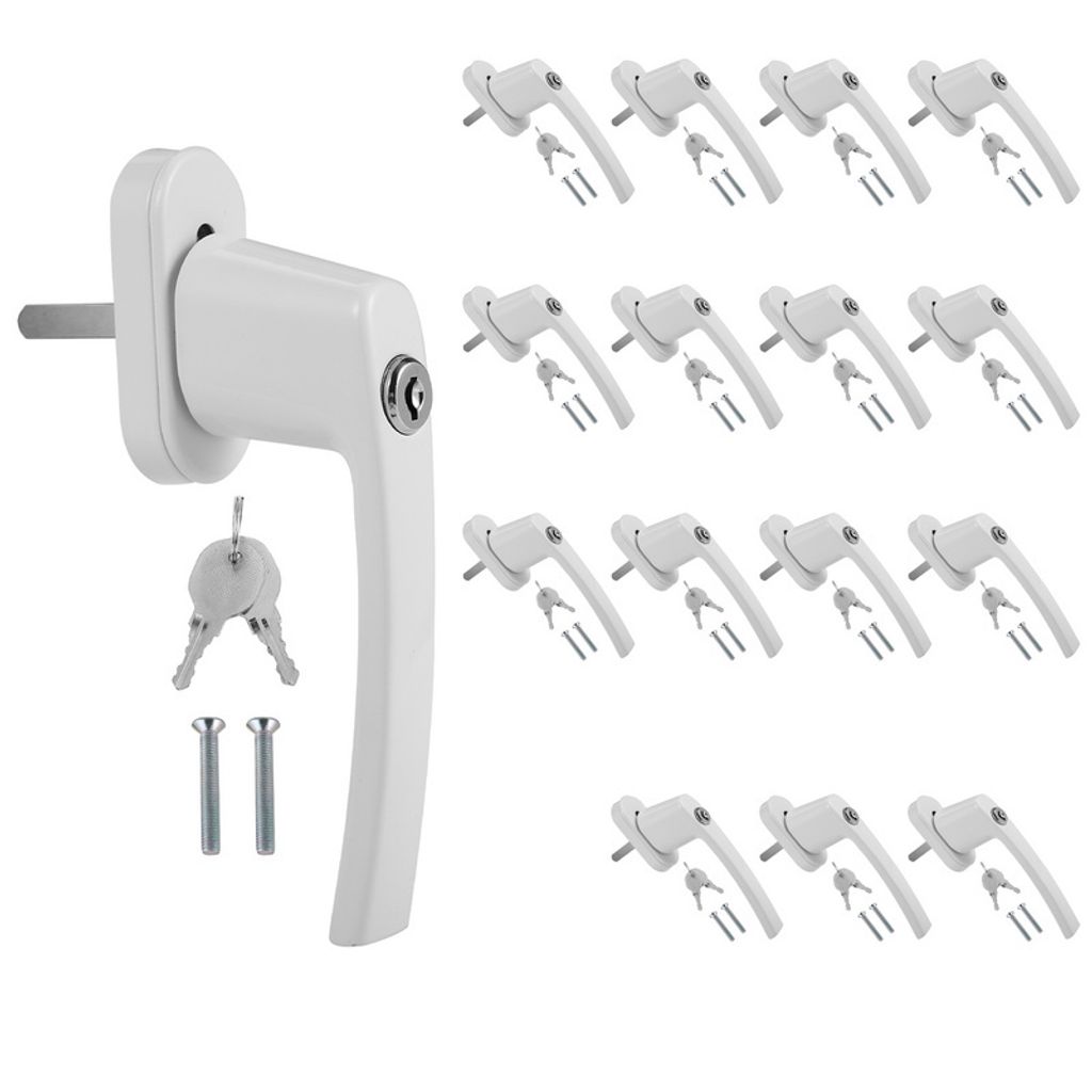 Hengda Fenstergriff Fenstergriffe Alu Set Sicherheitsfenstergriff abschließbar Griff 16X weiß