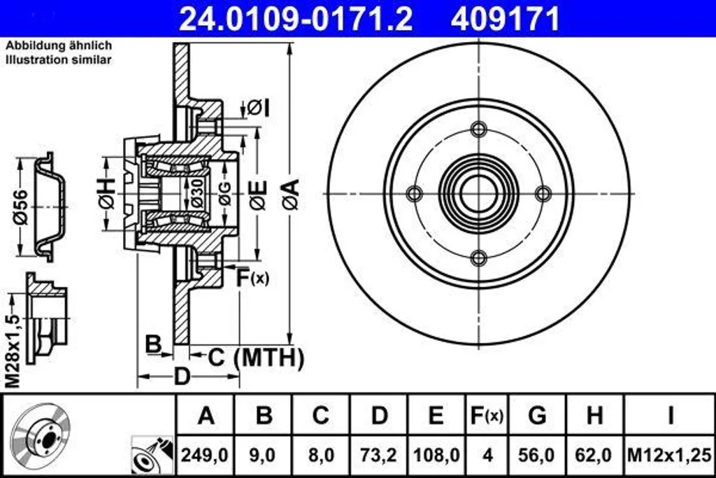 Disque de frein ATE pour entretien Peugeot 308 et DS4 remplacement