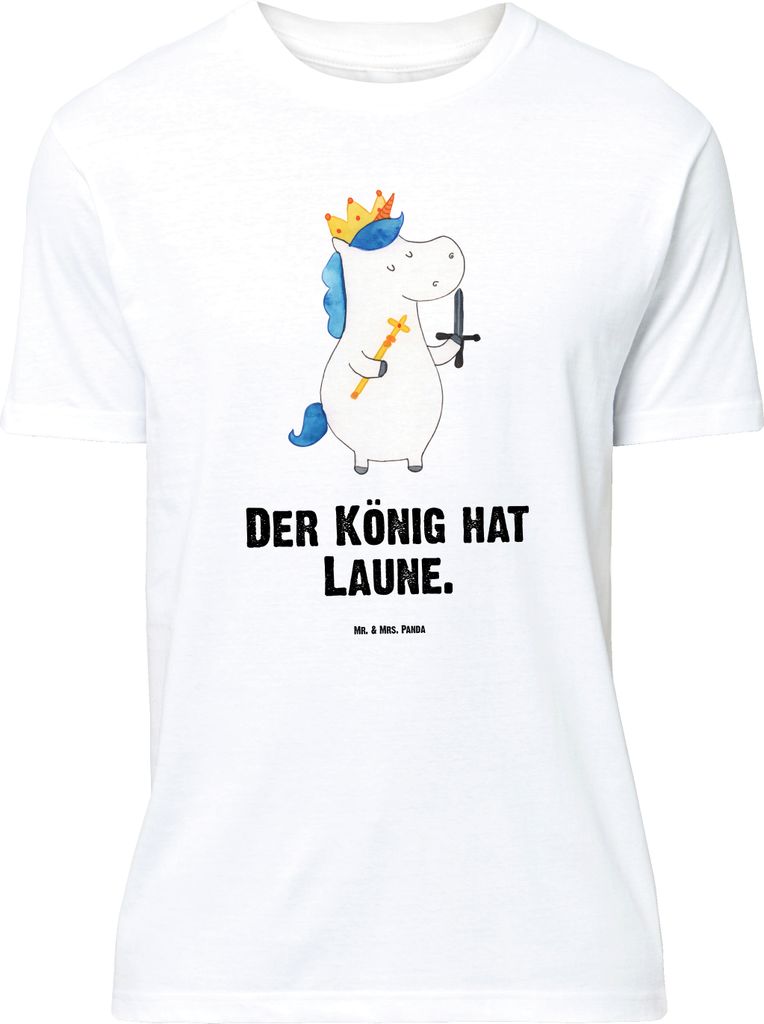 Mr. & Mrs. Panda Größe M T-Shirt Einhorn König mit Schwert - Weiß - Geschenk, Herren, Shirt, Spruch, Ritter, Tshirt, Unicorn, Mittelalter, Einh...