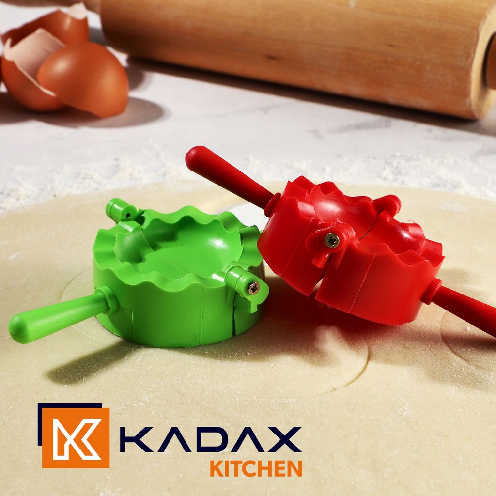 KADAX Stampo Per Ravioli E Pasta - Set 2 Pezzi Rosso E Verde, Pressa Per Gnocchi E Pierogi - 4