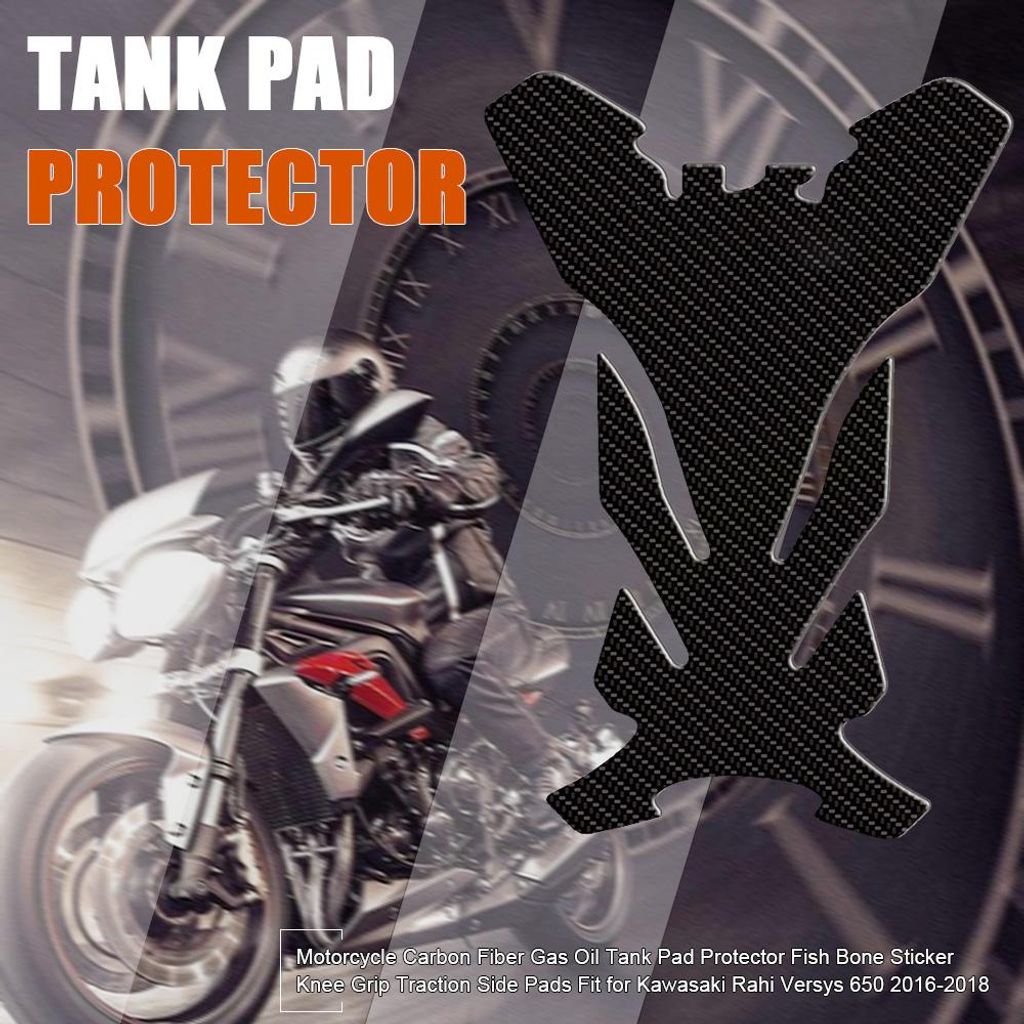 Motorrad Carbon Fiber Gas Öl Tank Pad Protector Fischgräten Aufkleber Knie Grip Traktion Seite Pads Ersatz für Kawasaki Rahi Versys 650 2016-2018
