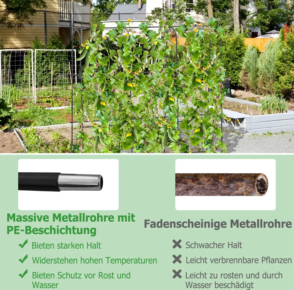 Kit Support de Concombre Ajustable avec Filet de Palissage en Métal
