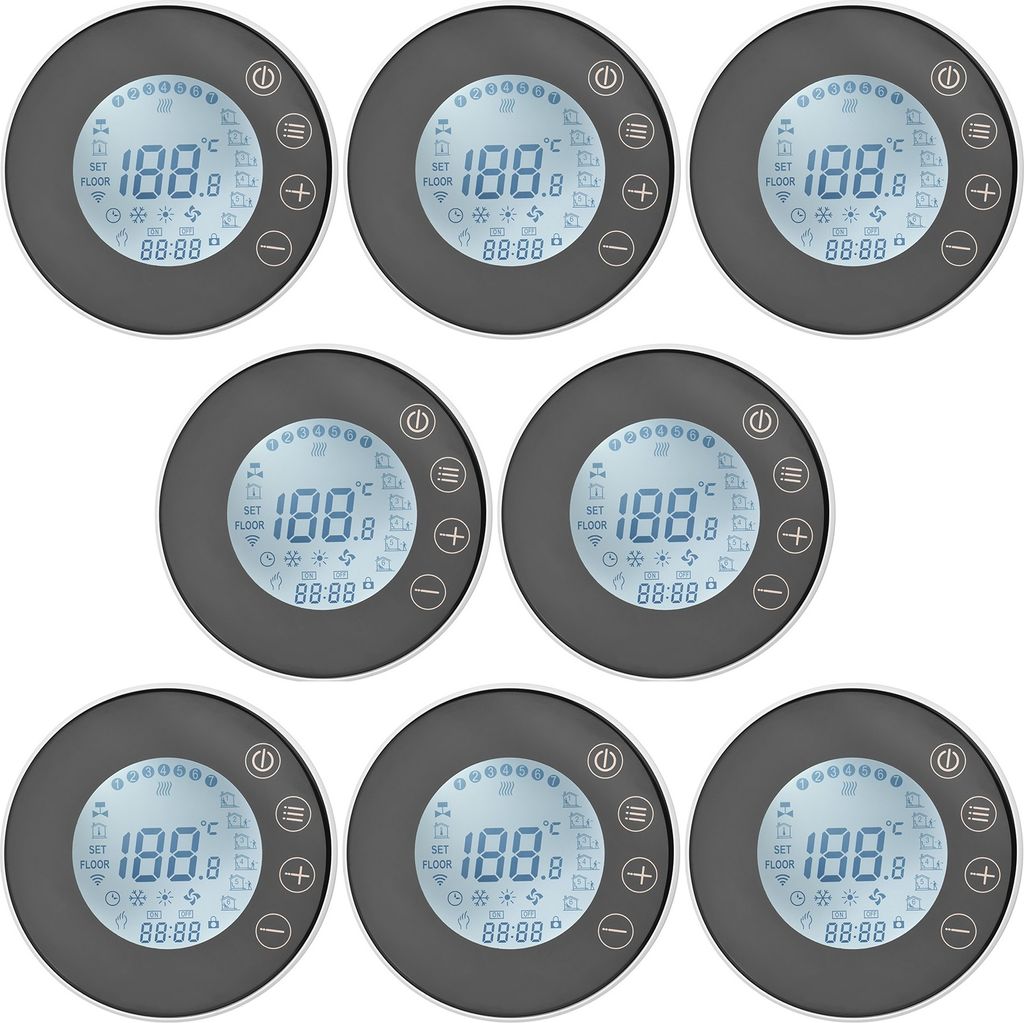 8X Digital LCD Raumthermostat thermostat für Wassererwärmung Fußbodenheizung Programmierbarer Raumtemperaturregler mit runder Hintergrundbeleuch...