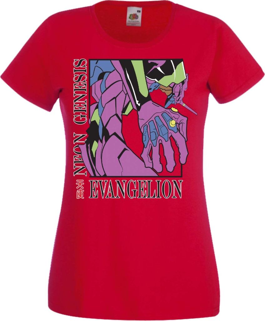 Damen T-Shirt Manga Anime Neon Anime Genesis Manga Evangelion Gendo Ikari Gendo Ikari, Lady XS / Rot