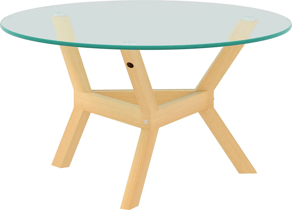 Table basse Fortuna Lai Ø80 cm en verre trempé et acier robuste