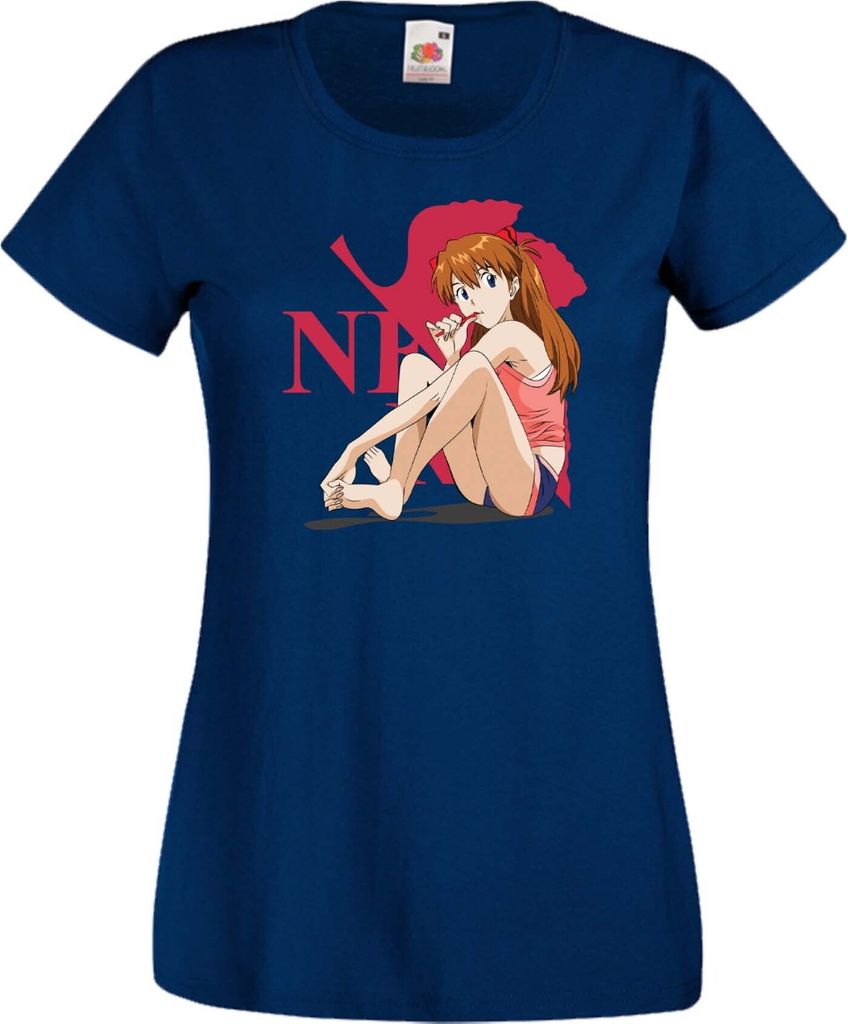 Damen T-Shirt Anime Manga Neon Anime Genesis Manga Evangelion Asuka Langley Soryu 02 Asuka Neon, Lady XS / Gelb