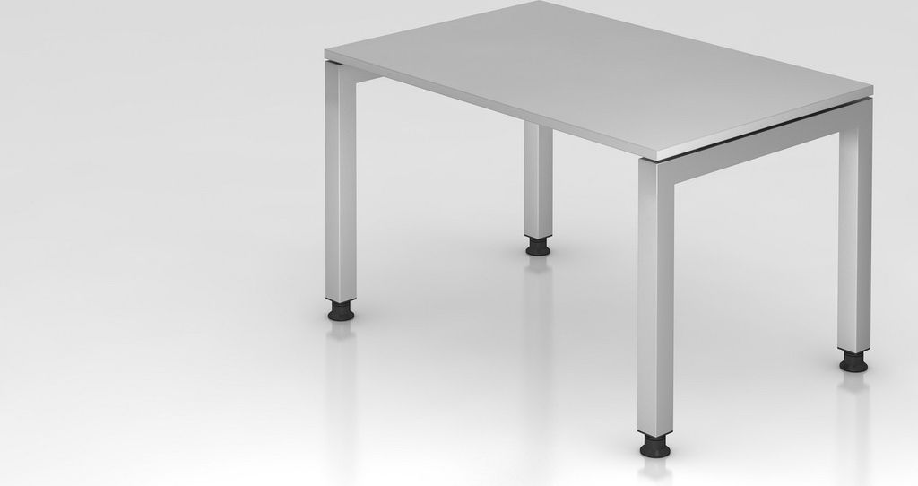 Schreibtisch Pejo | Grau | Silber Gestell | BxT 120x80cm | Arbeitshöhe 68-76cm | stufenlos höheneinstellbar | 4-Fuß-Gestell eckig | Rechteckform...