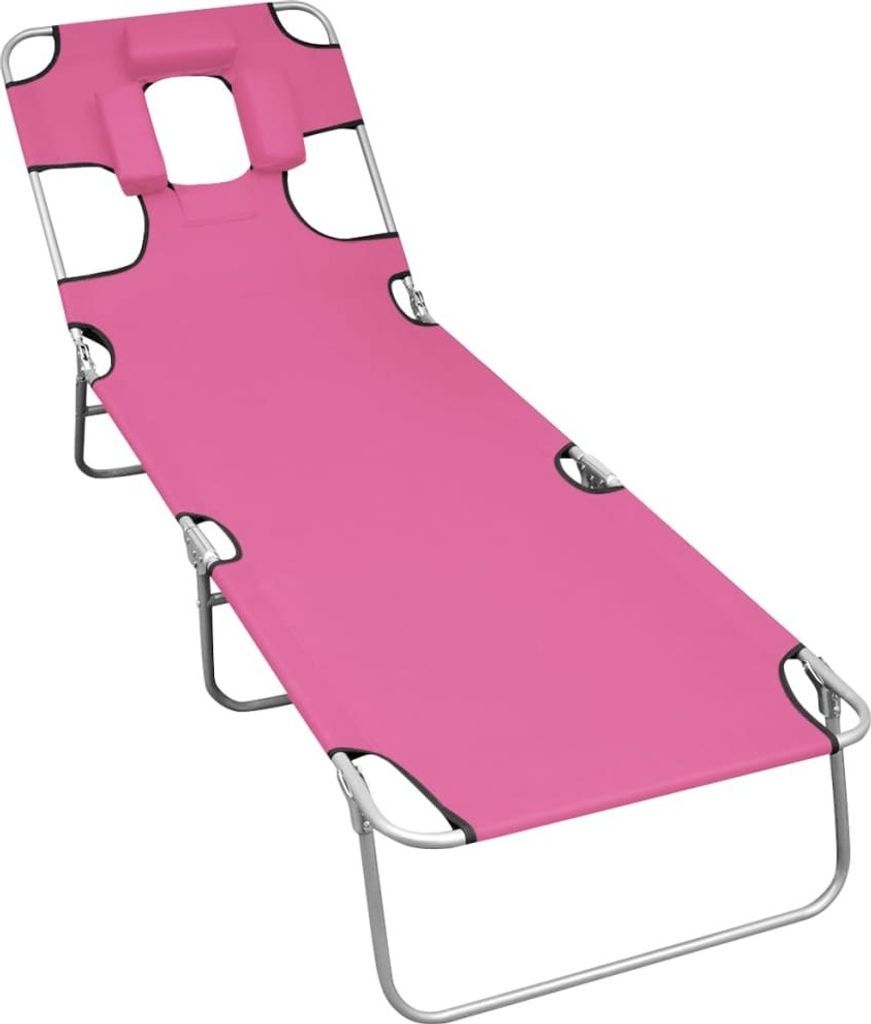 Klappbare Sonnenliege mit Kopfkissen Stahl Magento Rosa