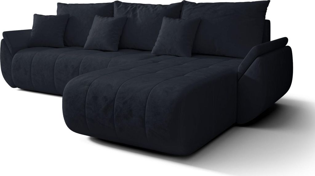 Selsey Romuldi - Ecksofa mit Schlaffunktion, Stauraum und wasserabweisendem Samtbezug, rechts, Anthrazit