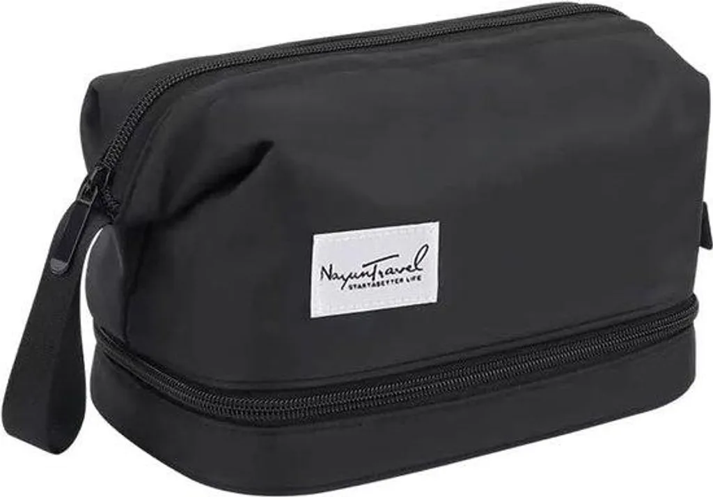 Pochette de maquillage souple en tissu noir pour produits de beauté