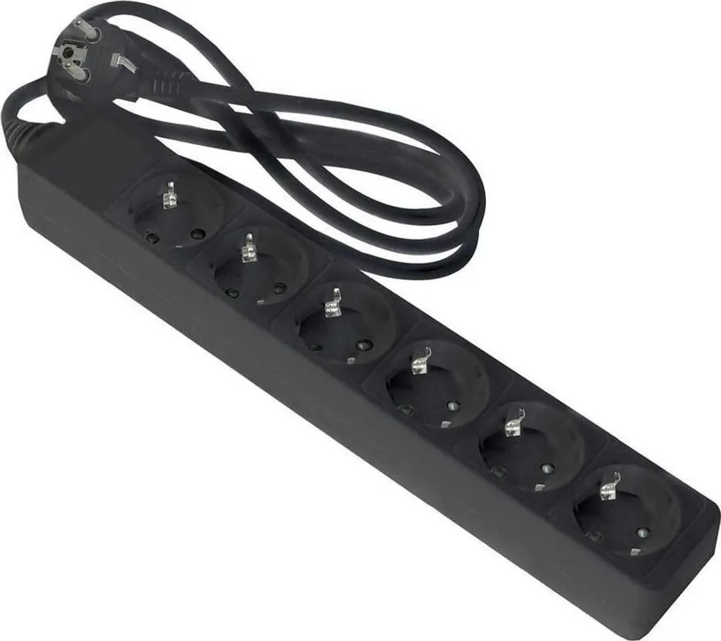 Cavo Onlex Messa a Terra 6 Prese 220V - Multipresa Nera 1.5M UE