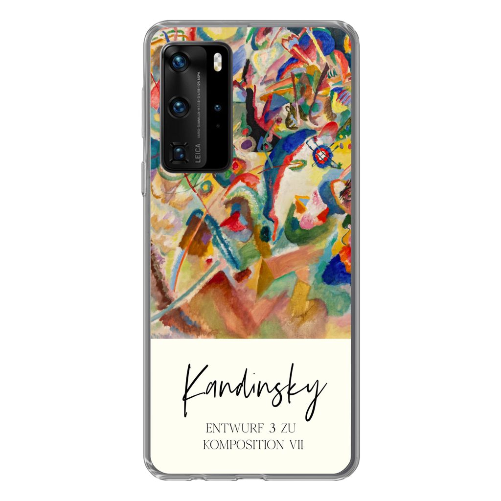 MuchoWow Handyhülle Schutzhülle Hülle für Huawei P40 Pro Entwurf 3 zu komposition VII - Kandinsky - Alte Meister Silikon Softcase Handy Hüll...