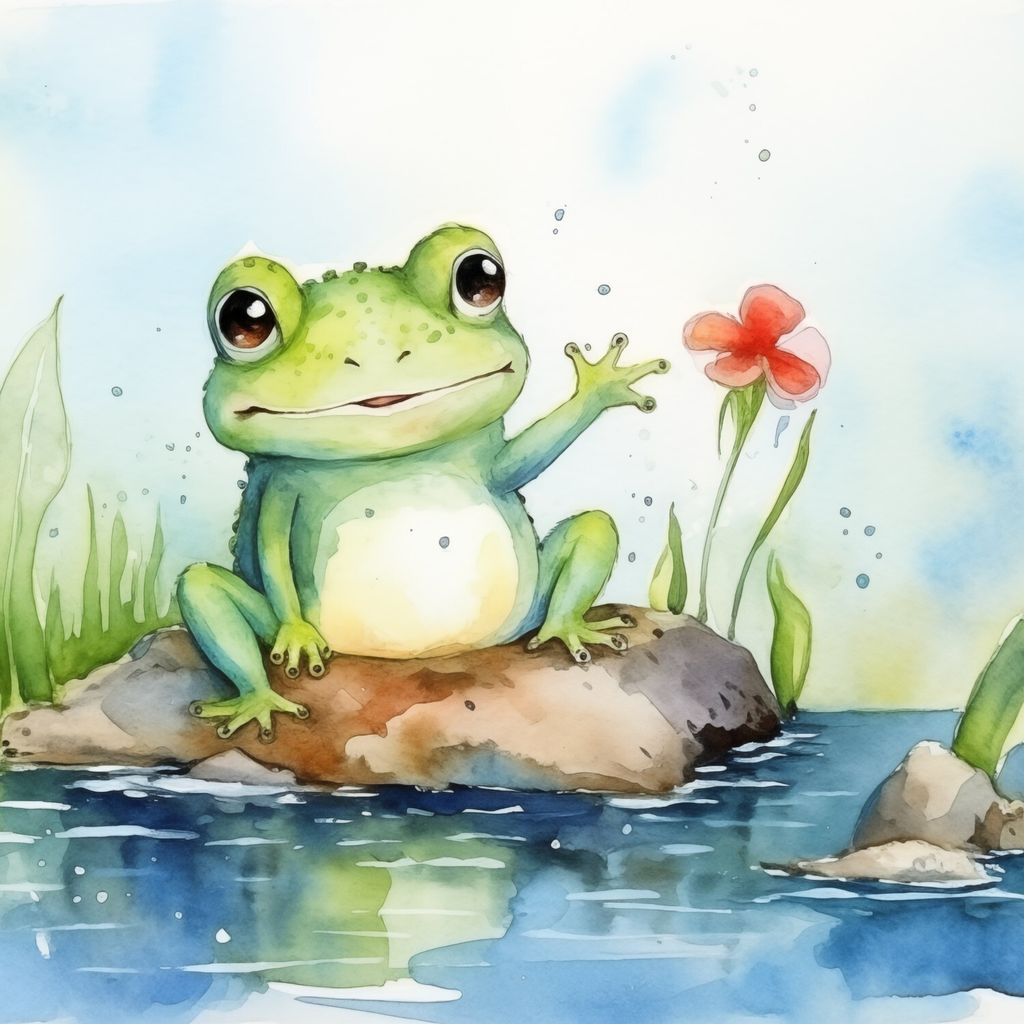 Wallario Sticker / Aufkleber für Kühlschrank / Geschirrspüler / Küchenschränke, selbstklebende Folie - 60 x 60 cm, Motiv: Frosch in Aquarell