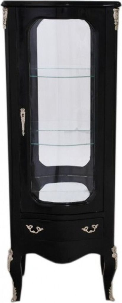 Casa Padrino Barock Vitrine Schwarz 130 cm - Vitrinenschrank - Wohnzimmerschrank