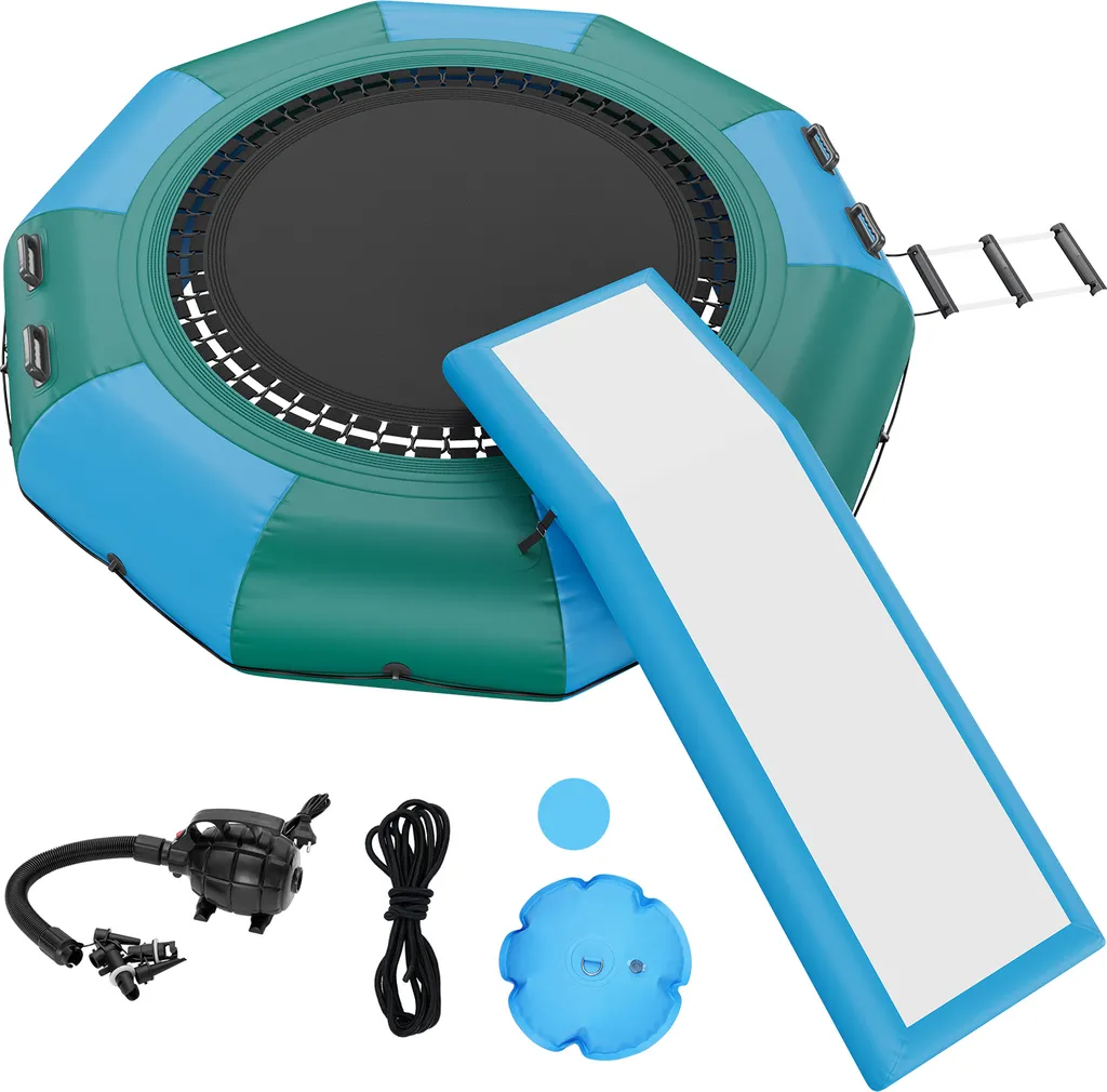 Trampoline Aquatique 10ft en PVC Renforcé avec Échelle et Toboggan