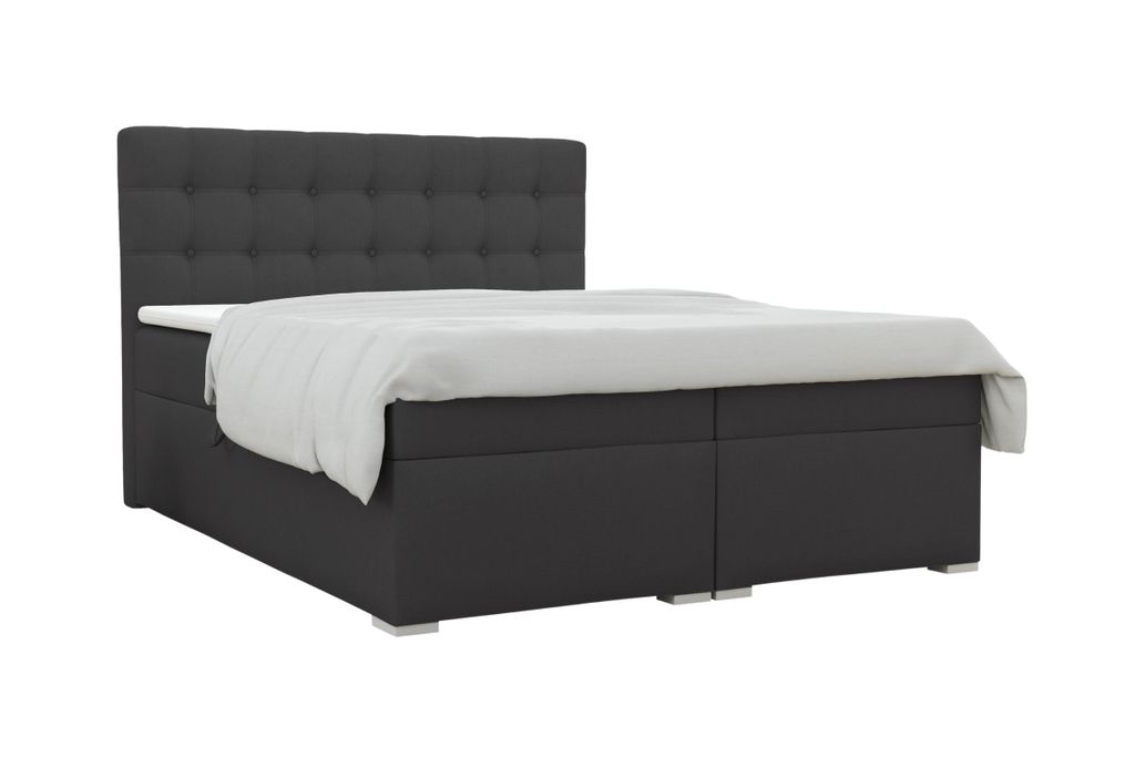 Boxspringbett COLORADO 180x200 cm Kronos 34 Anthrazit Komplettbett inkl..Taschenfederkernmatratzen 7 Zonen H4 Polsterbett