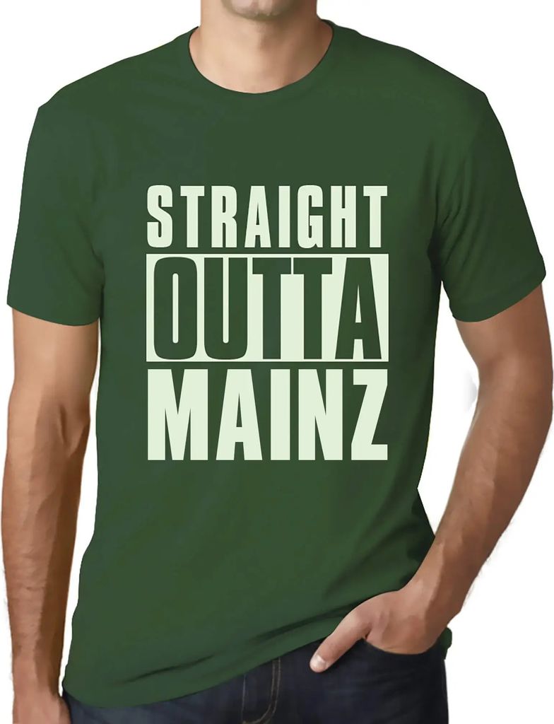 Herren Grafik T-Shirt Straight Outta Mainz Öko-Verantwortlich Vintage Jahrgang Kurzarm Lustige Druck Geburtstag Geschenk Mann