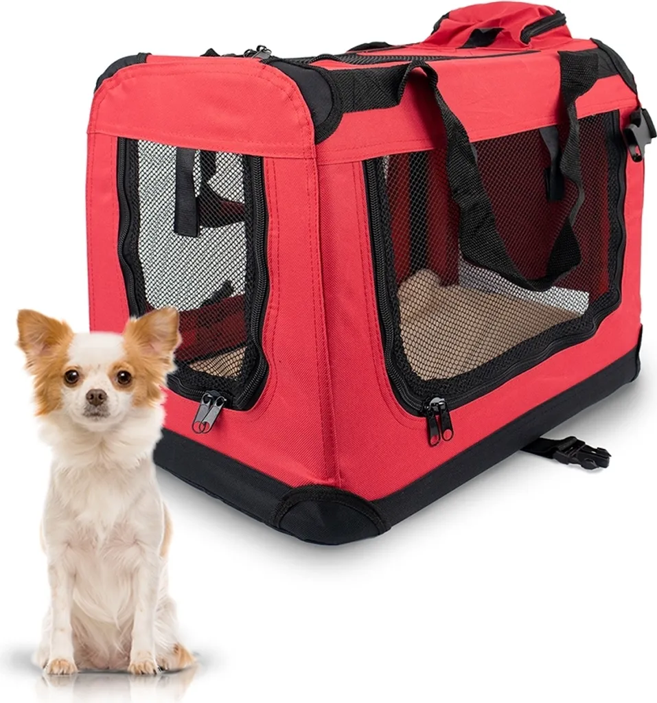 Sac de transport pliable Mobiclinic Balú pour chiens/chats (rouge, taille S)