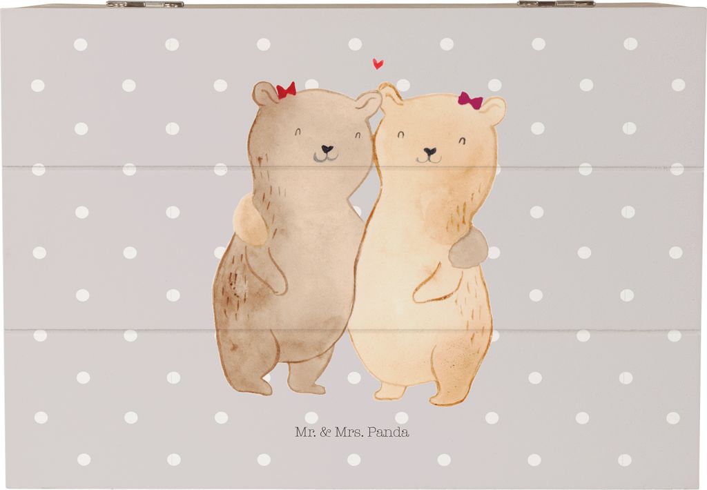Mr. & Mrs. Panda Kiste Bären Schwestern 22 x 15 cm - Grau Produktbild 