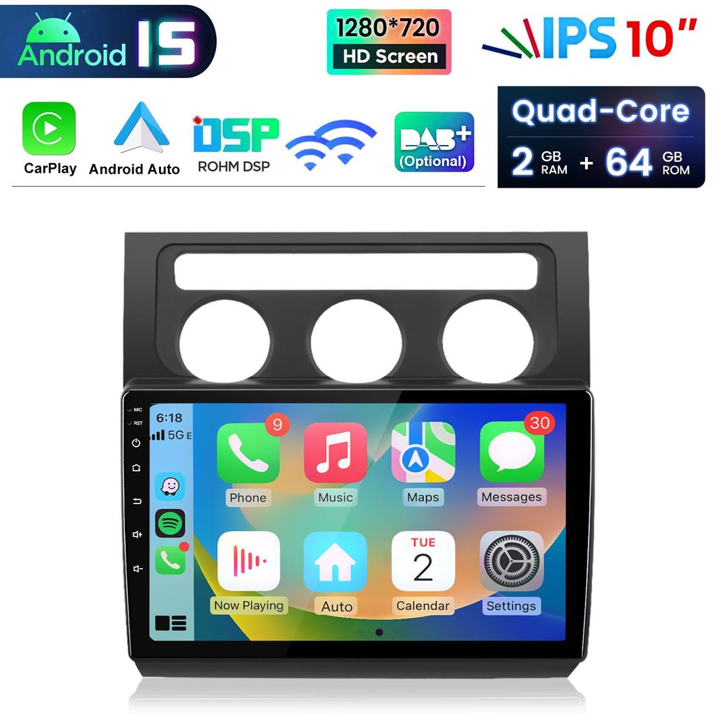 Do VW Touran 1T1 1T2 1T3 2003-2010 10" Android 15 Carplay Zdjęcie produktu 