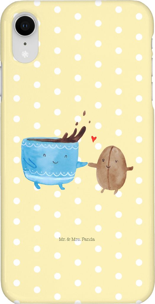 Mr. & Mrs. Panda Iphone XR Handyhülle Kaffee Bohne - Gelb Pastell - Geschenk, Glück, Lustige Sprüche, Genuss, Kaffeebohne, Premium Kunststoff, Z...