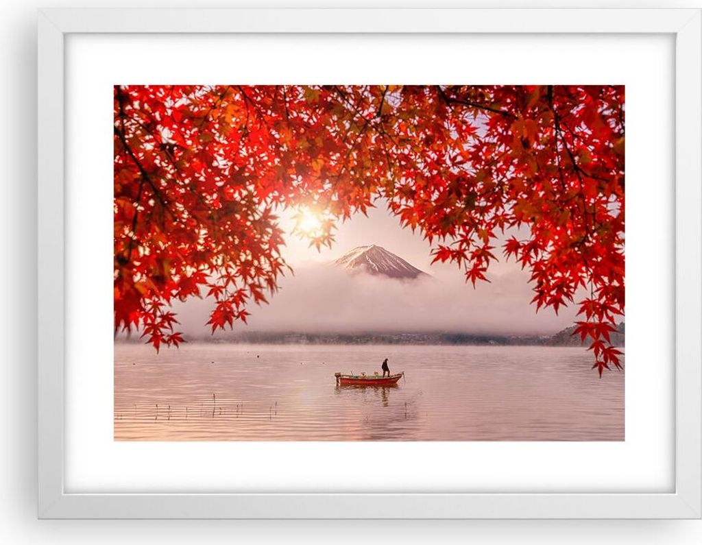 Gerahmtes Poster - Weißer Rahmen - Vulkan See - 40x30 cm - Wand Bild - Wanddeko - Wandbilder - Kunstposter - Wandposter - Bilderrahmen - Bilder - ...