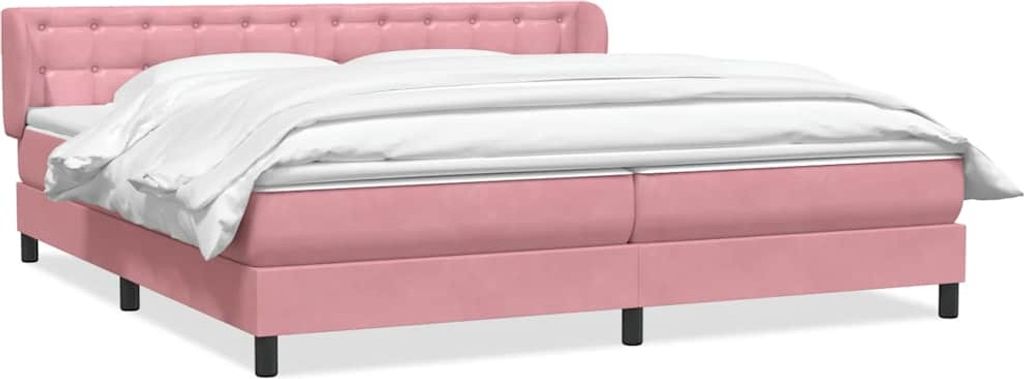 Boxspringbett mit Matratzen Rosa 180x210 cm Samt