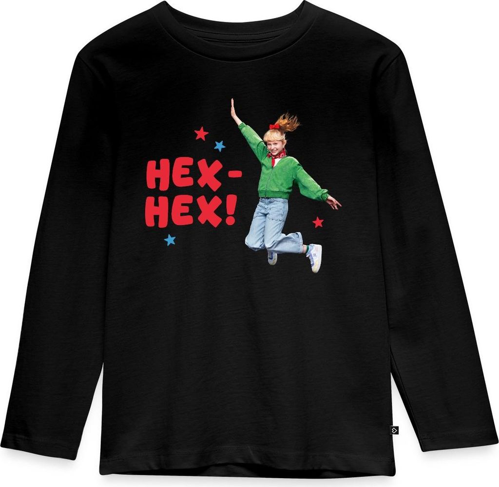 Spreadshirt Bibi Blocksberg Film Bibi Springt Mit Hex Hex! Kinder Premium Langarmshirt, 98/104 (2 Jahre), Schwarz