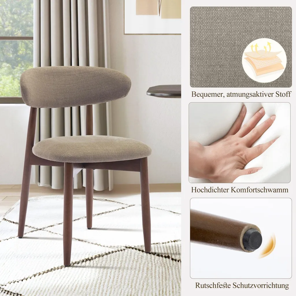 Chaises de table COLAMY lot de 4 robustes et minimalistes ton camel