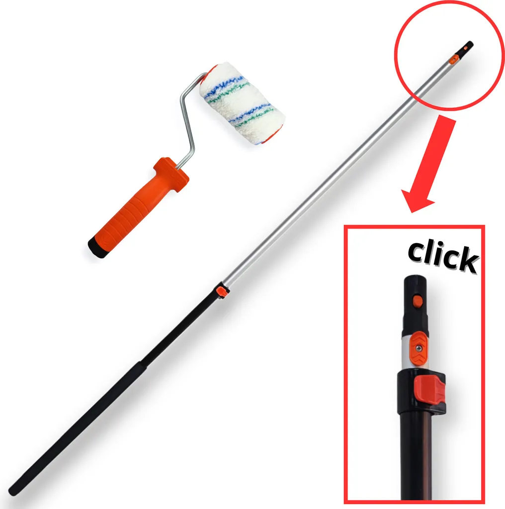 Set da imbianchino 3 pezzi rullo da pittura rullo da pittura 10cm microfibra manico telescopico 1,8m Click