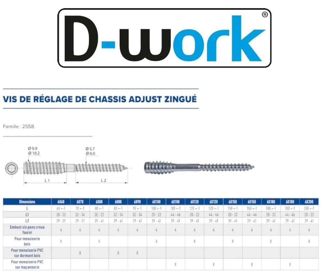 Installer une fenêtre avec les vis de réglage Adjust 6x120 mm D-Work 100u