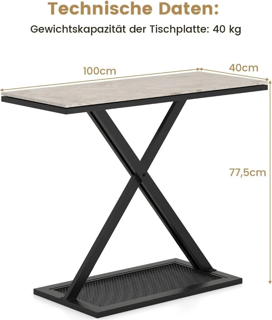 Table console design marbre et métal pour entrée ou salon