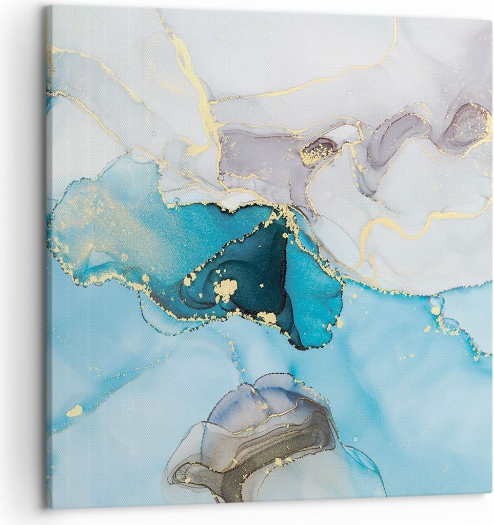 Bild auf Leinwand - Leinwandbild - Einteilig - Marmor Modern Blau - 50x50cm - Wand Bild - Wanddeko - Wandbilder - Leinwanddruck - Bilder - Wanddeko...