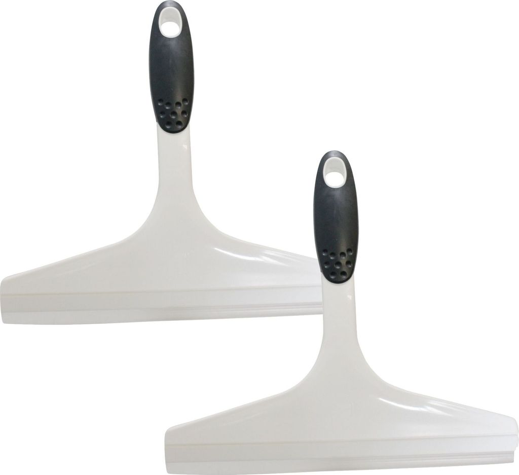 Novaliv 2x Duschabzieher 23,5 cm Weiß ergonomischer Griff Wasserabzieher Dusche Abzieher Scheibenabzieher Glasabzieher Bad accressoires Duschwanda...