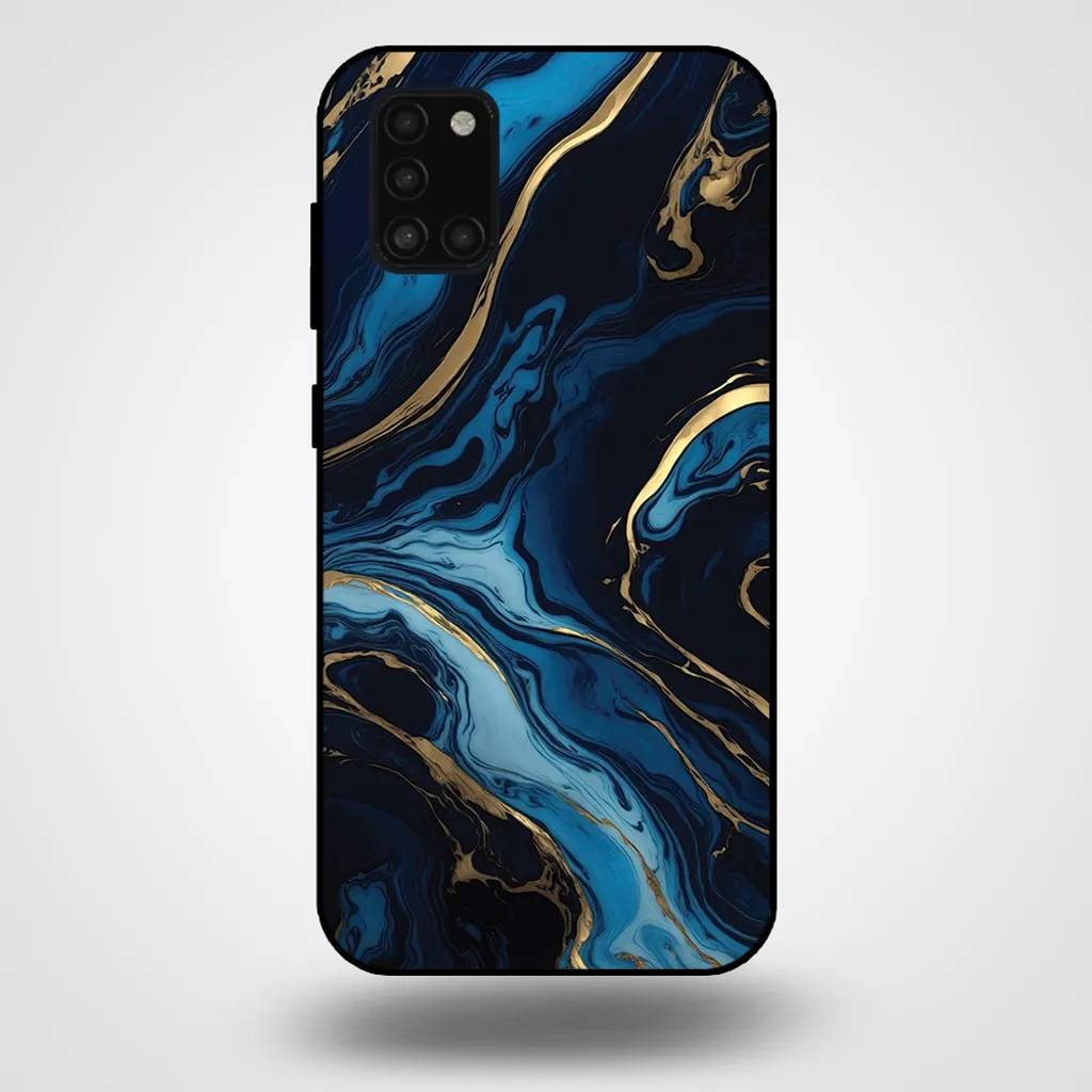 Cover Marmo Samsung A31 Oro Blu - Custodia TPU Morbida Elegante