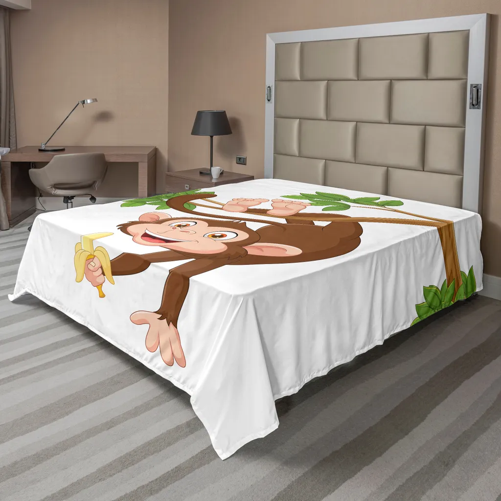 Drap de Lit Jungle Décoratif 260x228cm pour Chambre Thème Animaux